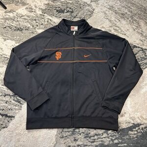 Nike Team San Francisco Giants Track Jacket Mens Large L Black AOP Y2K